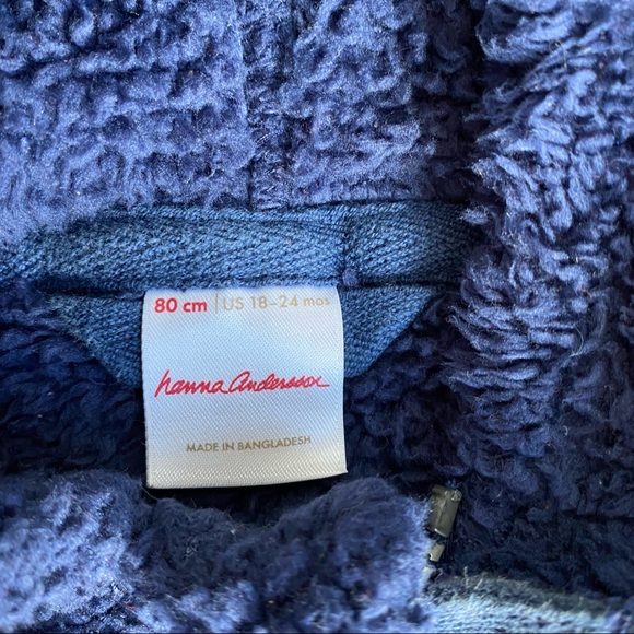 Hanna Andersson navy fleece Sherpa baby bear jacket | 18-24m - Picture 2 of 6